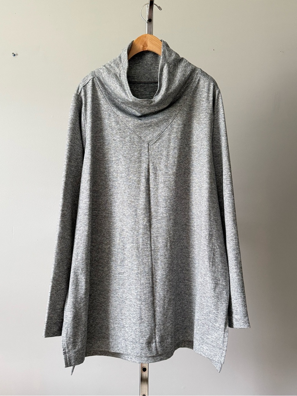 Zuda Z-Eco Jersey Cowl Neck Tunic Top Heather Gray 1X